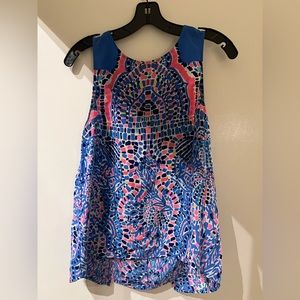 Lilly Pulitzer S Silk Print Tank with Cutout Back